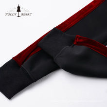Elegante cintura elástica preto vermelho feminino jogging yoga leggings